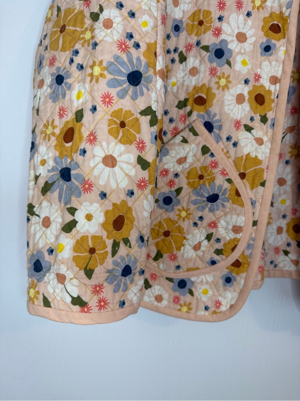 Floral Quilted Long Sleeve Jacket in Cream and Mustard Cottagecore Grandma - Picture 2 of 7